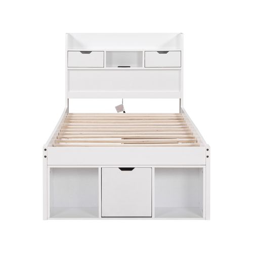 Lit Enfant 90x200 Cm Avec Rangement Et Ports USB Intégrés