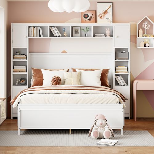 Lit Coffre 140x200 Cm Avec Structure En Bois Massif Et 4 Tiroirs De Rangement