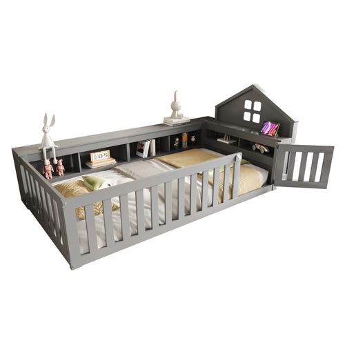 Lit Enfant 90x200 Cm Avec Structure En Bois Et Espace De Rangement
