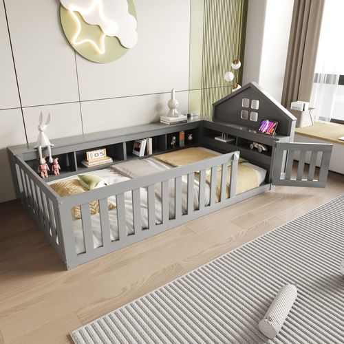 Lit Enfant 90x200 Cm Avec Structure En Bois Et Espace De Rangement
