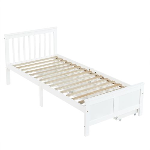 Lit Simple 90x200 Cm Avec Structure En Bois Et Tiroirs De Rangement