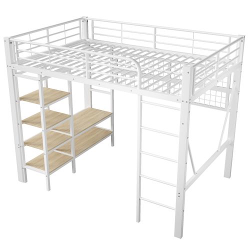 Lit Mezzanine 140x200 Cm Avec Structure En Métal Avec LED