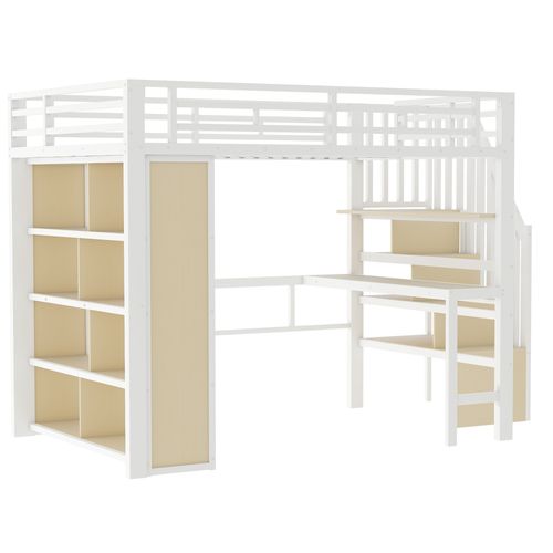 Lit Mezzanine 140x200 Cm Avec Structure En Métal Avec Bureau