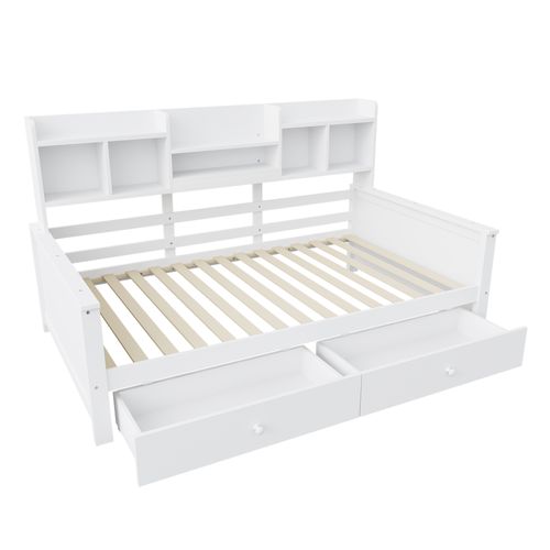 Canapé-lit 90x200 Cm Avec Structure En Bois Blanc