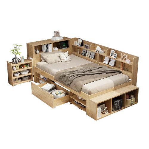 Lit Simple 90x200 Cm Avec Design Multifonctionnel Et Espaces De Rangement