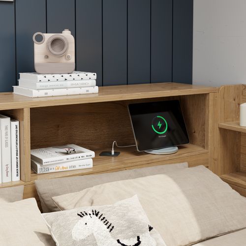 Lit Enfant Multifonction 140 X 200 Cm Avec Rangements Et Table De Nuit