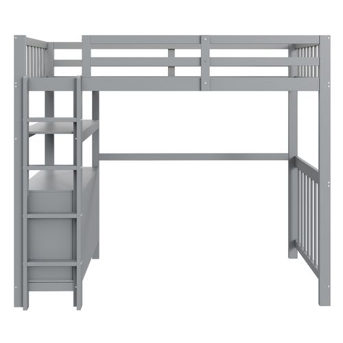 Lit Mezzanine 90x200 Cm Avec Échelle Verticale Et Rangement Intégré