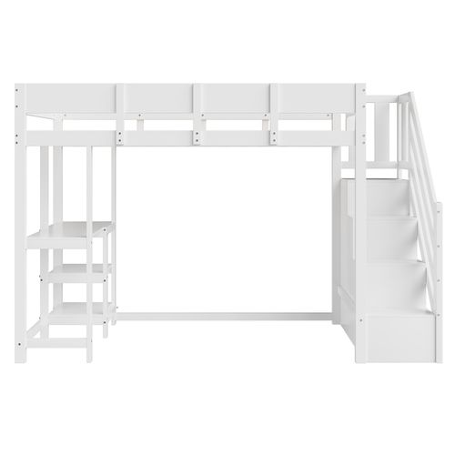 Lit Mezzanine 90x200 Cm Avec Structure En Pin Massif Et Étagère Intégrée