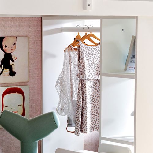 Lit Mezzanine 90x200 Cm Avec Espace De Rangement Et Étagères Intégrées