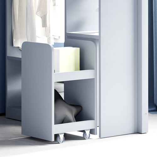 Lit Haut 90x200 Cm Avec Rangement Et Étagères Pour Enfants