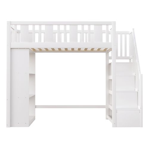 Lit Mezzanine 90x200 Cm Avec Structure En Bois Et Espace De Rangement