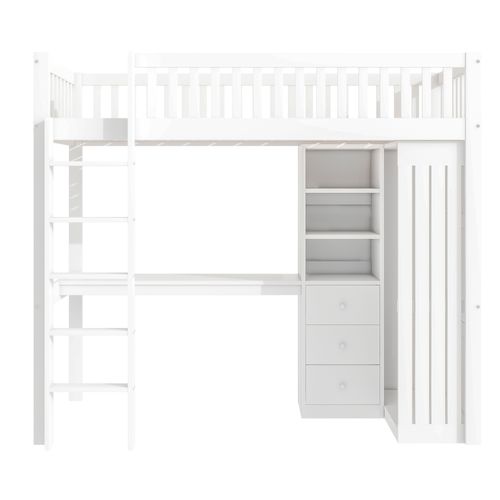 Lit Mezzanine 90x200 Cm Avec Bureau Et Rangement Intégré