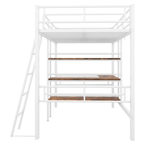 Lit Mezzanine 90x200 Cm Avec Écriture Et Plusieurs Étagères