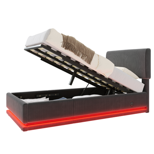 Lit Rembourré 90x200 Cm Avec Sommier à Lattes Tête De Lit Réglable