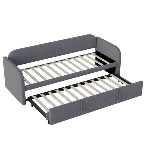 Canapé-lit 90x190 Cm Avec Structure Extensible 180x190 Cm Tissu Lin Gris