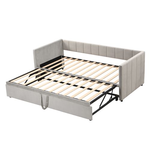 Canapé-lit 90x200 Cm Avec Structure Extensible 180x200 Cm Tissu Gris