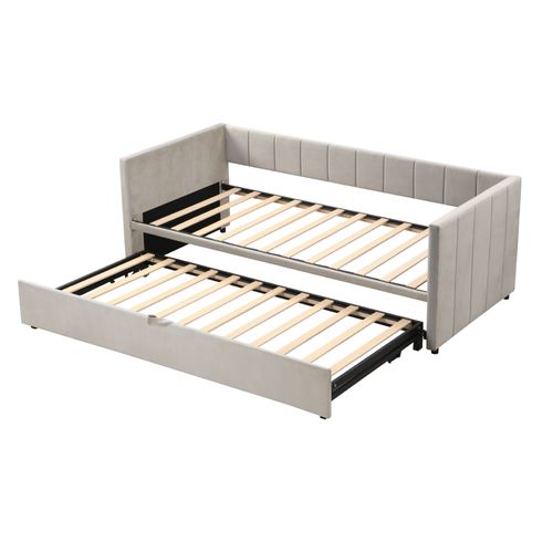 Canapé-lit 90x200 Cm Avec Structure Extensible 180x200 Cm Tissu Gris