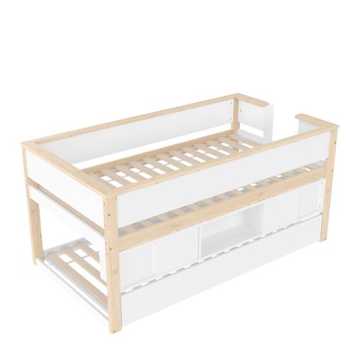 Lit Superposé 90x200 Cm Avec Blanc Et Naturel