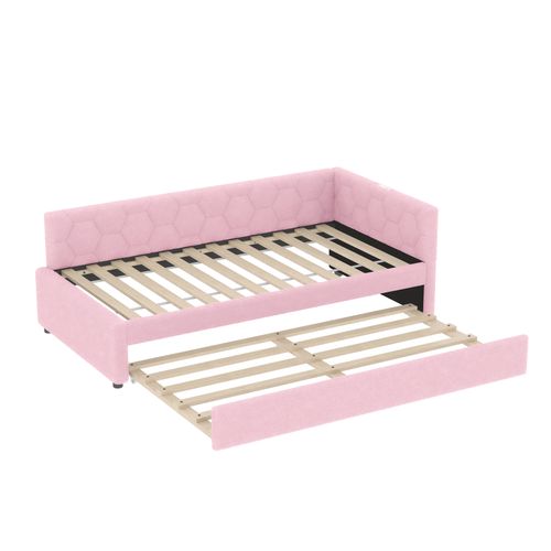 Lit Gigogne90x200 Cm Avec Velours Rose