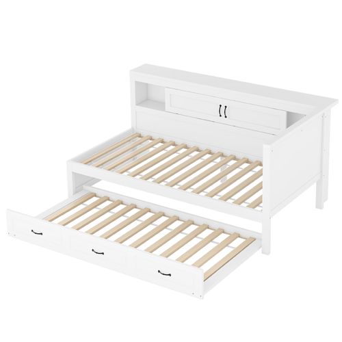 Lit Gigogne 90x200 Cm Avec Tiroir Blanc