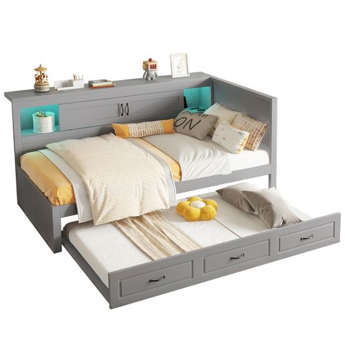 Lit Gigogne 90x200 Cm Avec Gris