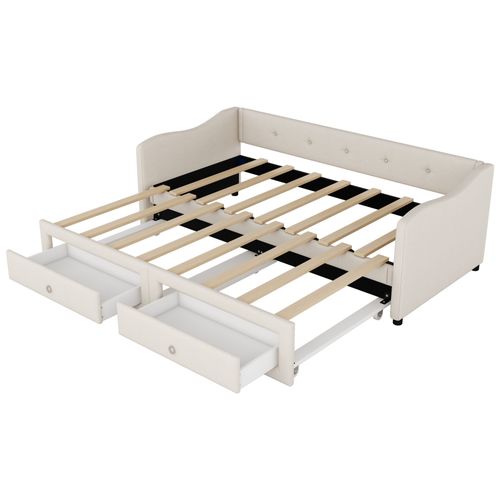 Lit Simple 90x200 Cm Avec Lit Gigogne Beige