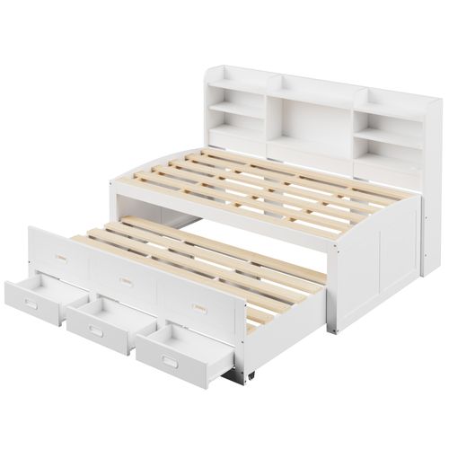 Lit Simple 90x200 Cm Avec Lit Gigogne Et LED Blanc