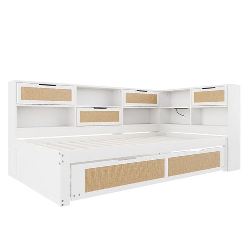 Canapé-lit 90x200 Cm Avec Lit Gigogne Blanc