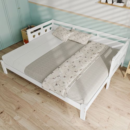 Lit Simple 90x190 Cm Avec Structure En Bois Extensible Blanc