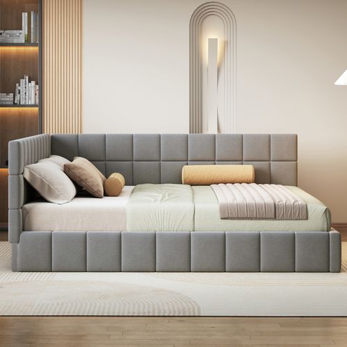 Canapé-lit 160x200 Cm Avec Sommier à Lattes Tissu Velours Gris