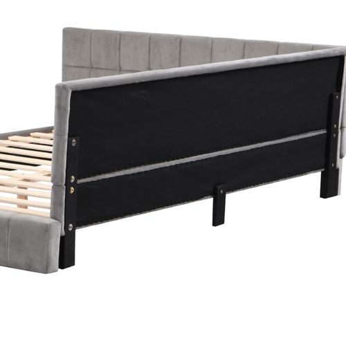 Canapé-lit 160x200 Cm Avec Sommier à Lattes Tissu Velours Gris