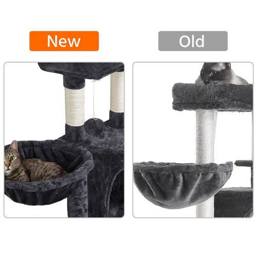 Arbre à Chat Multiniveau Avec Poteaux En Sisal, Perchoir, Panier Et Boule à Clochette, Noir