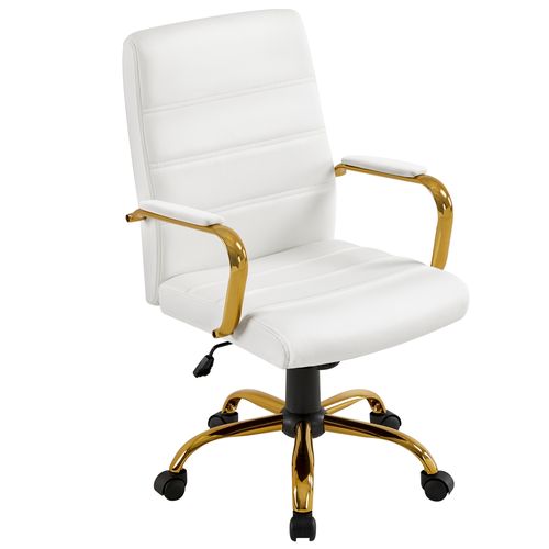 Chaise De Bureau En Similicuir Fauteuil De Bureau Rembourré Inclinable Blanc
