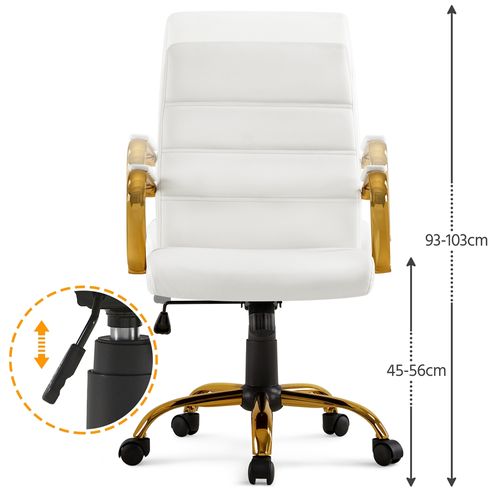 Chaise De Bureau En Similicuir Fauteuil De Bureau Rembourré Inclinable Blanc