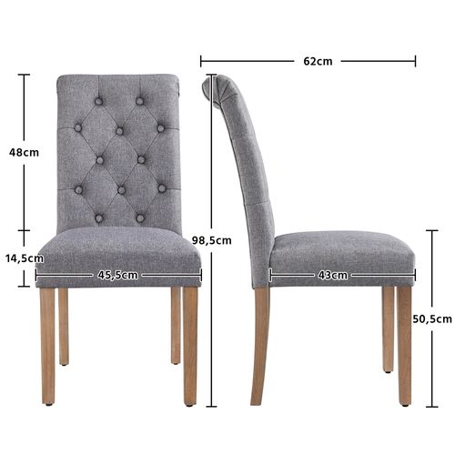 Lot De 4 Chaise De Salle à Manger Avec Revêtement En Tissu Et Pieds En Bois, Gris Foncé