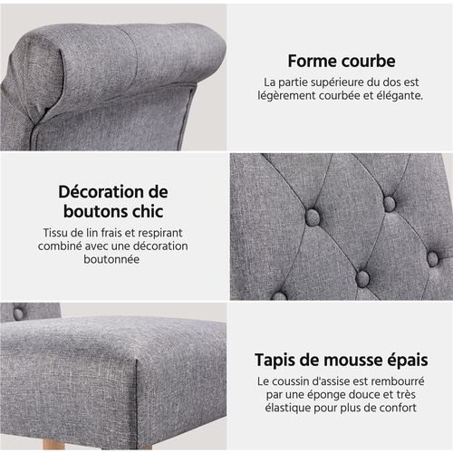 Lot De 4 Chaise De Salle à Manger Avec Revêtement En Tissu Et Pieds En Bois, Gris Foncé