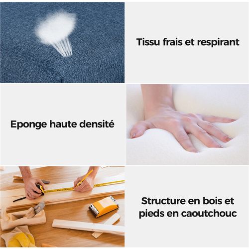 Lot De 4 Chaise De Salle à Manger Avec Revêtement En Tissu Et Pieds En Bois, Bleu