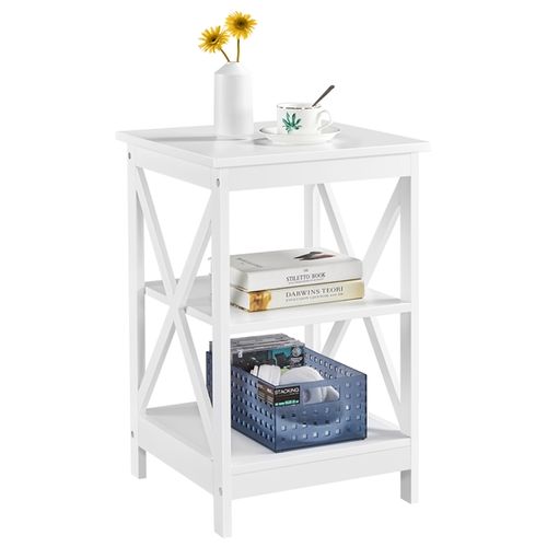 Table D'appoint à 3 Niveaux En Bois Mdf Blanc