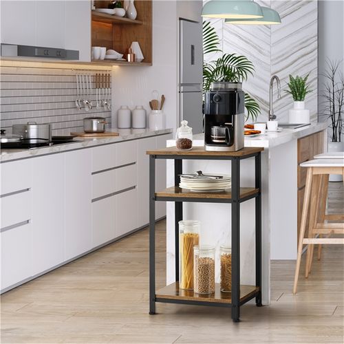 Bout De Canapé Avec 3 Étagères De Rangement Brun Rustique