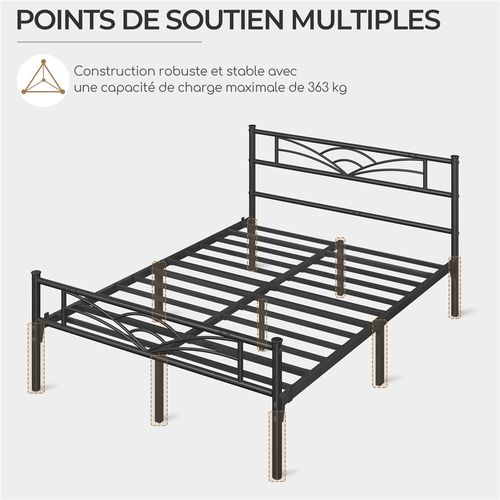 Lit Simple Cadre De Lit En Métal Assemblage Simple 140x200 Cm