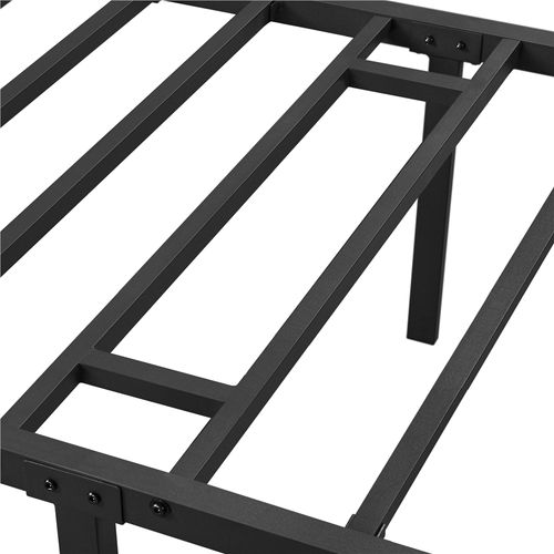 Lit Simple En Métal Assemblage Simple 90x190 Cm Noir