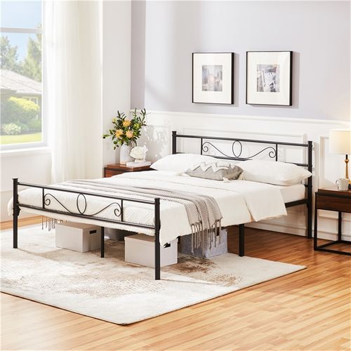 Lit Simple 160 X 200 Cm En Métal Pour Adultes Noir