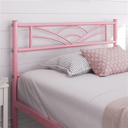 Lit Simple Cadre De Lit 90 X 190 Cm En Métal Assemblage Simple Rose