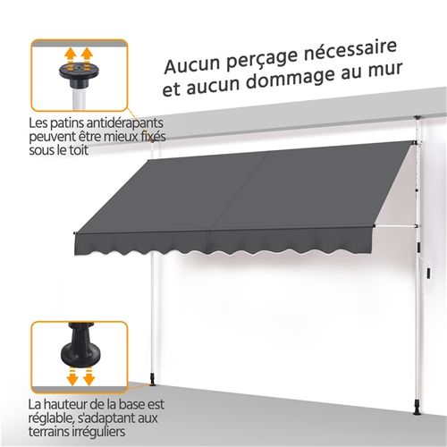 Store Banne Manuel Avec Manivelle Auvent Rétractable 300 X 120 Cm