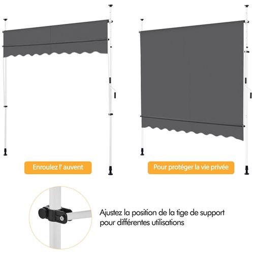 Store Banne Manuel Sans Percement Pour Balcon 250 X 120 Cm