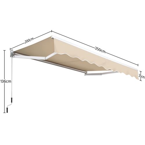 Store Banne De Balcon Auvent Rétractable 250 X 200 Cm Beige