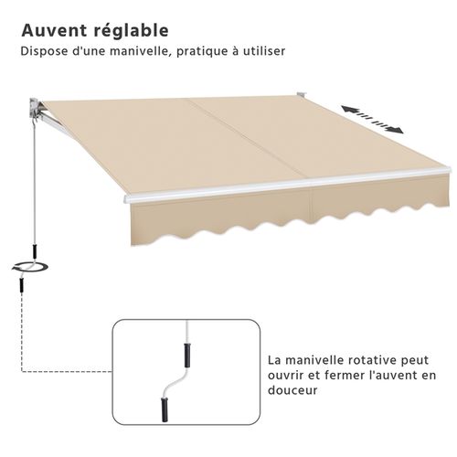 Store Banne De Balcon Auvent Rétractable 250 X 200 Cm Beige