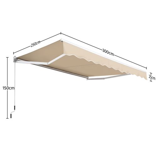 Store Banne De Balcon Auvent Rétractable Avec Tissu 300 X 250 Cm