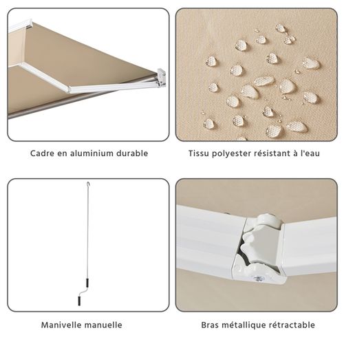 Store Banne De Balcon Auvent Rétractable Avec Tissu 300 X 250 Cm