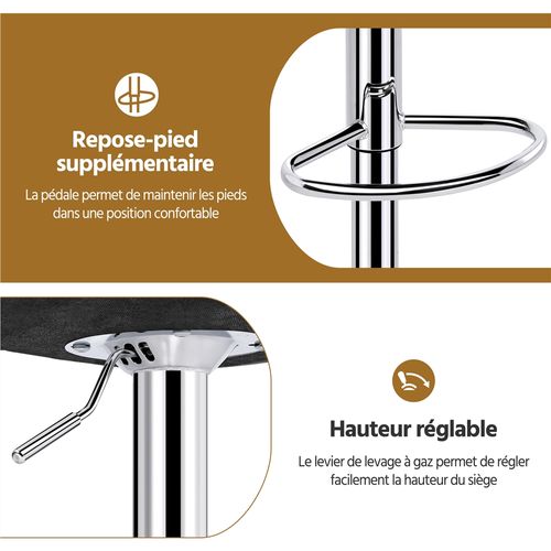 Lot De 2 Chaises De Bar Modernes Tabourets De Bar En Similicuir Réglables En Hauteur, Beige